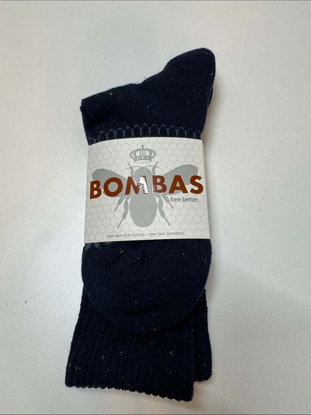 Bombas Navy Crew Socks with Fleck Detail